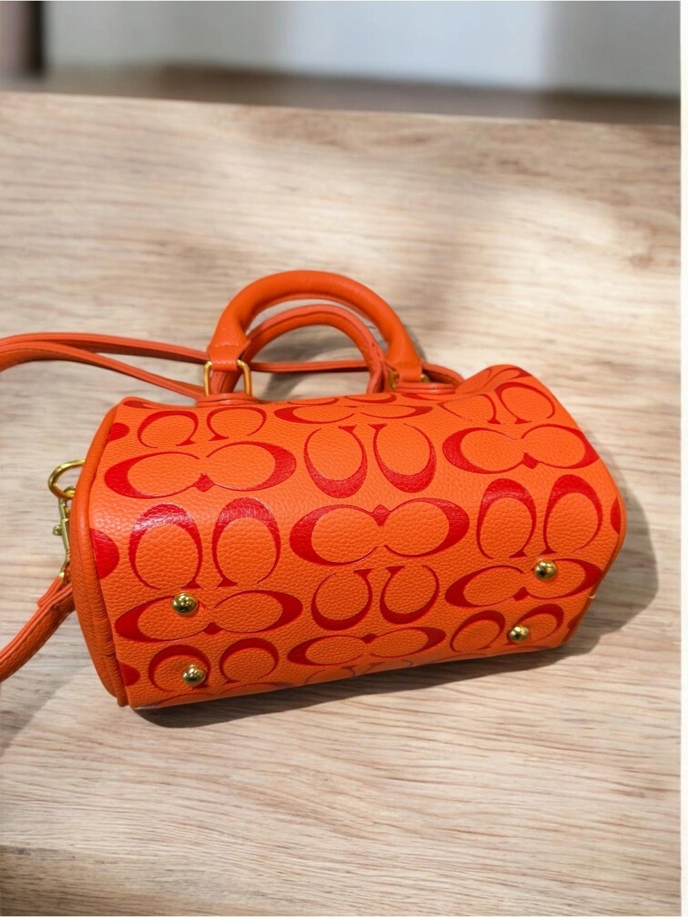 Coach Rowan Mini Bright Orange Signature Mini Satchel - Picture 5 of 8